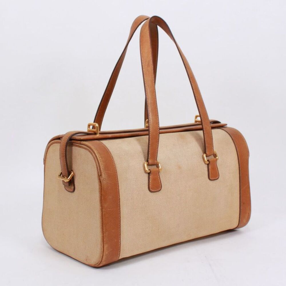 Hermes Leather Canvas Boston Bag - Picture 3 of 10